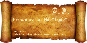 Prodanovics Mátyás névjegykártya